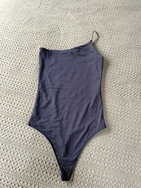 Aritzia Black Asymmetric Strap One-Piece Bodysuit